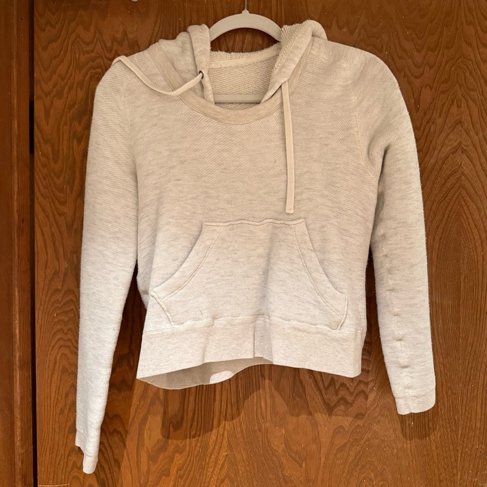 James Perse Cropped Hoodie Sweatshirt Oatmeal Size 0